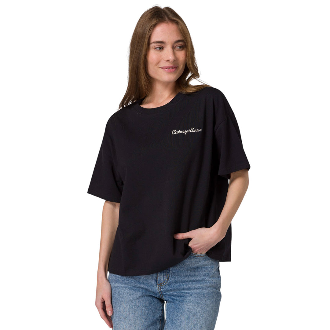 Camiseta Boxy Heavyweight para mujer color negro