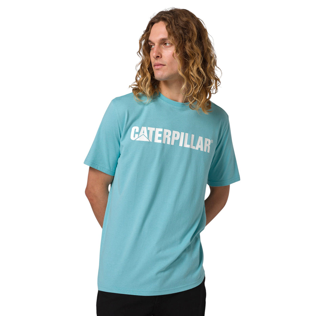 Camiseta Caterpillar Logo para hombre color celeste