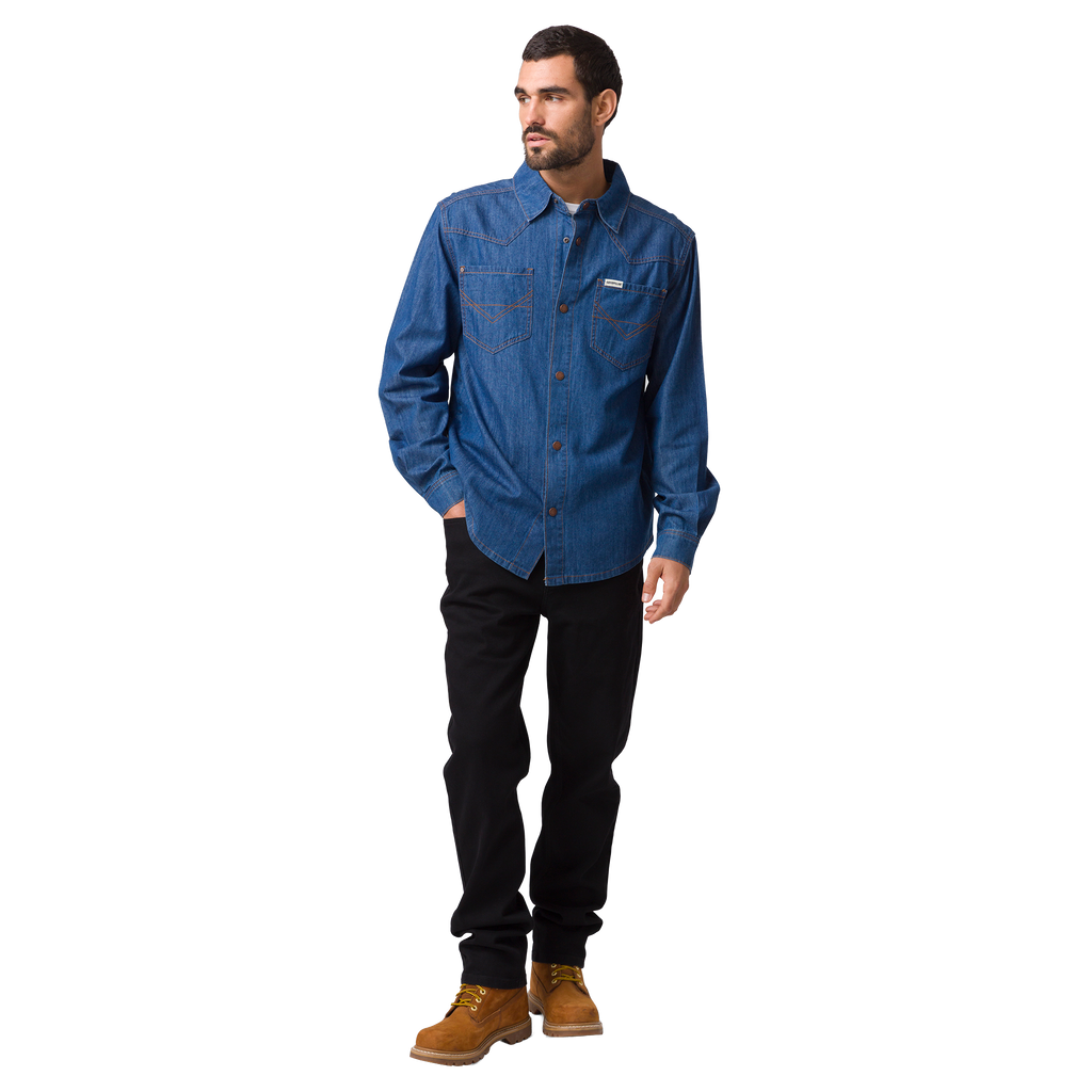 Camisa Denim Western para hombre color azul